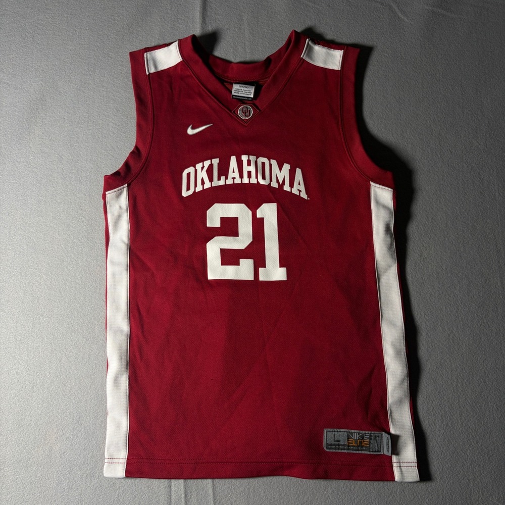 Nike Oklahoma Sooners #21 Basketball Jersey Youth Large L 16/18 Crimson Red‎